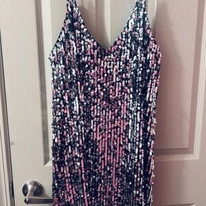 Princess Polly Sequin Dress in Black, Pink, and White